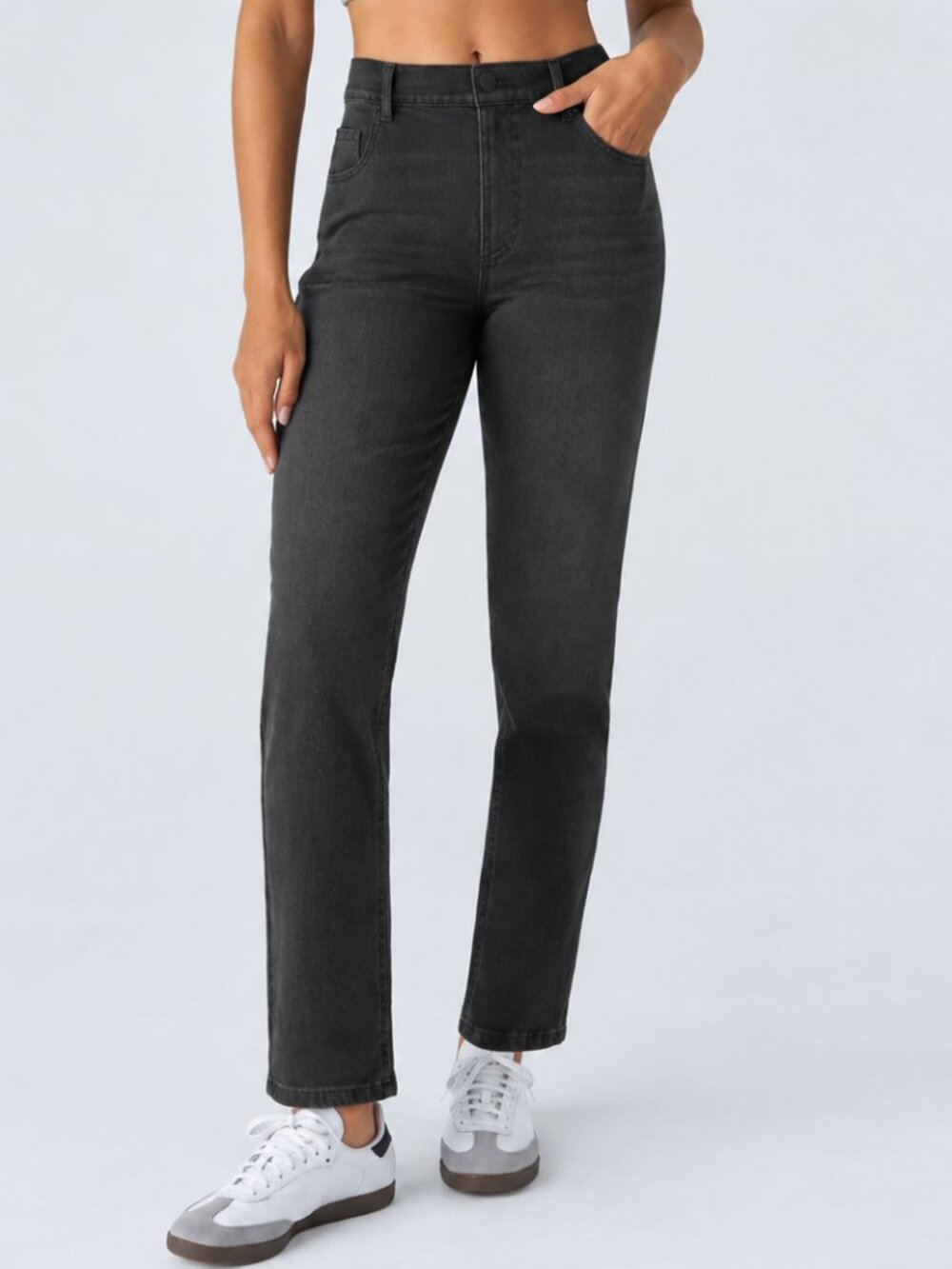 Halara Flex High Waisted Straight Leg Washed Casual Jeans